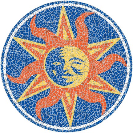 Large 4 Foot Pool Art - Mosaic Sun Nature Design
