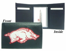 Arkansas Razorbacks Embroidered Leather Tri-Fold Wallet