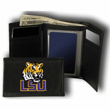 Louisiana State (LSU) Tigers Embroidered Leather Tri-Fold Wallet