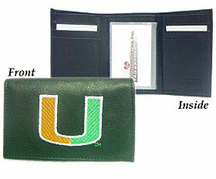 Miami Hurricanes Embroidered Leather Tri-Fold Wallet
