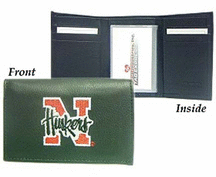 Nebraska Cornhuskers Embroidered Leather Tri-Fold Wallet