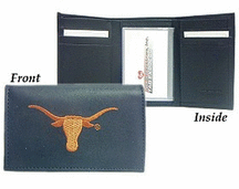 Texas Longhorns Embroidered Leather Tri-Fold Wallet