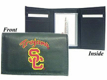 USC Trojans Embroidered Leather Tri-Fold Wallet