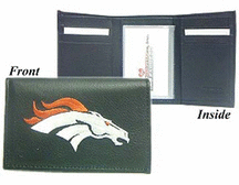 Denver Broncos Embroidered Leather Tri-Fold Wallet