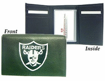 Oakland Raiders Embroidered Leather Tri-Fold Wallet