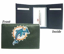 Miami Dolphins Embroidered Leather Tri-Fold Wallet