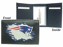 New England Patriots Embroidered Leather Tri-Fold Wallet