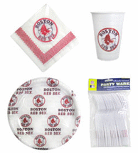 Boston Red Sox 96 Piece Party Pack / Plastic Dinnerware Set Picture