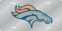 Denver Broncos Silver Laser Cut License Plate