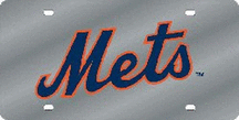 New York Mets Laser Cut Silver License Plate