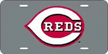 Cincinnati Reds Laser Cut Silver License Plate