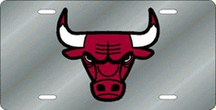 Chicago Bulls Laser Cut Silver License Plate