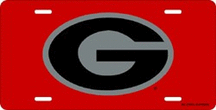 Georgia Bulldogs Red Laser Cut License Plate
