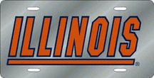 Illinois Fighting Illini Laser Cut Silver License Plate