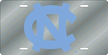 North Carolina Tar Heels Silver Laser Cut License Plate