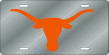 Texas Longhorns Laser Cut Silver License Plate