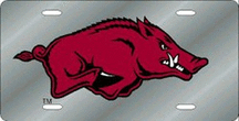 Arkansas Razorbacks Laser Cut Silver License Plate