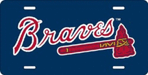 Atlanta Braves Laser Cut Navy License Plate