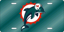 Miami Dolphins Laser Cut Teal License Plate
