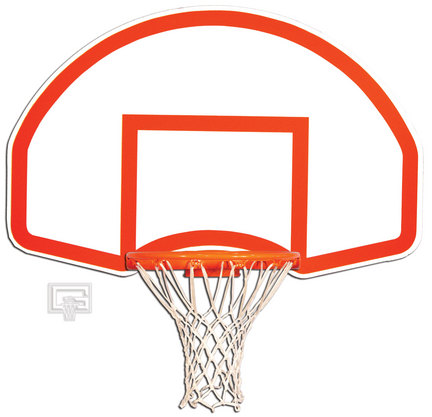 35 x 54 Rear Mounted Fan-Shape Backboard with Orange Target and Border
