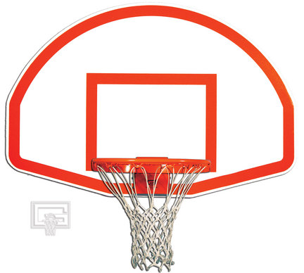 36 1/2 x 54 White Powder-Coated Aluminum Fan-Shaped Backboard with Orange Target and Border
