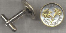 Bermuda 10 Cent Lily Two Tone Coin Cuff Links - 1 Pair