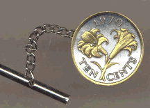 Bermuda 10 Cent Lily Two Tone Gold on Silver World Coin Tie Tack