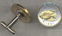 Bermuda 5 Cent Angel Fish Two Tone Coin Cuff Links - 1 Pair