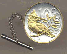 British Virgin Islands 10 Cent "Kingfisher" Two Tone Gold on Silver World Coin Tie Tack