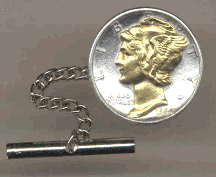 Mercury Dime (1916 - 1945) Two Tone Gold on Silver U.S. Coin Tie / Hat Tack