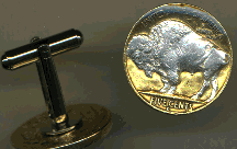 Buffalo Nickel "Sacred White Buffalo" (1913-1938) Two Tone U.S. Coin Cuff Links - 1 Pair