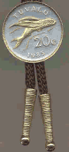 Tuvalu 20 Cent Flying Fish Coin Bolo Tie