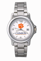 Clemson Tigers NCAA Mens Chrome Varsity Watch with Stainless Steel Bracelet Strap