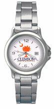Clemson Tigers NCAA Palmetto Womens Chrome Varsity Watch with Stainless Steel Strap