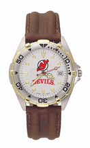 New Jersey Devils NHL All Star Watch with Leather Band - Men's from LogoArt