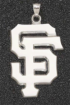 San Francisco Giants Giant 1 1/4 W x 1 3/4 H SF Pendant - 14KT Gold Jewelry
