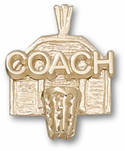 Coach with Basketball Backboard Pendant - 14KT Gold Jewelry