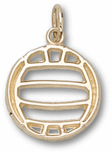 Aquamarine Jewelry - Pierced Volleyball Front View 9/16 Charm - Sterling Silver Jewelry