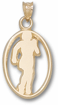 Oval "Lady Runner Silhouette" Pendant - 14KT Gold Jewelry