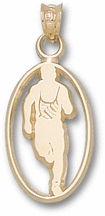 Mens Designer Rings - Oval Male Runner Silhouette Pendant - 14KT Gold Jewelry