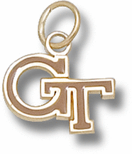 Georgia Tech Yellow Jackets Enamel GT 3/8 Charm - 14KT Gold Jewelry