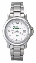 Marshall Thundering Herd NCAA We are Marshall Mens Chrome Varsity Watch with Stainless Steel Bracelet Strap