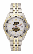Purdue Boilermakers Purdue with Cow Catcher Guard All Star Watch with Stainless Steel Band Mens