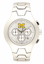 Michigan Wolverines NCAA Men's Hall of Fame Watch with Stainless Steel Bracelet