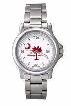 South Carolina Gamecocks NCAA Palm Moon Mens Chrome Varsity Watch with Stainless Steel Bracelet Strap