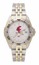Washington State Cougars W with Cougar All Star Watch with Stainless Steel Band Mens