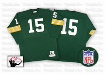 1969 Green Bay Packers Dark Green Jersey From Mitchell and Ness, With #15 On Jersey (Bart Starr)