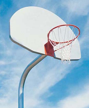 3' Offset Direct Mount Round Basketball Post, Backboard and Goal
