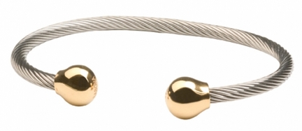 Professional Steel Twist Magnetic Wristband with Gold Balls from Sabona
