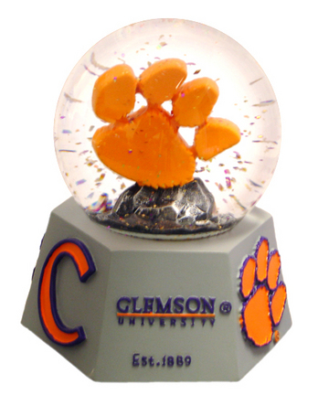 Clemson Tigers Logo Musical Water Globe with Hexagonal Base